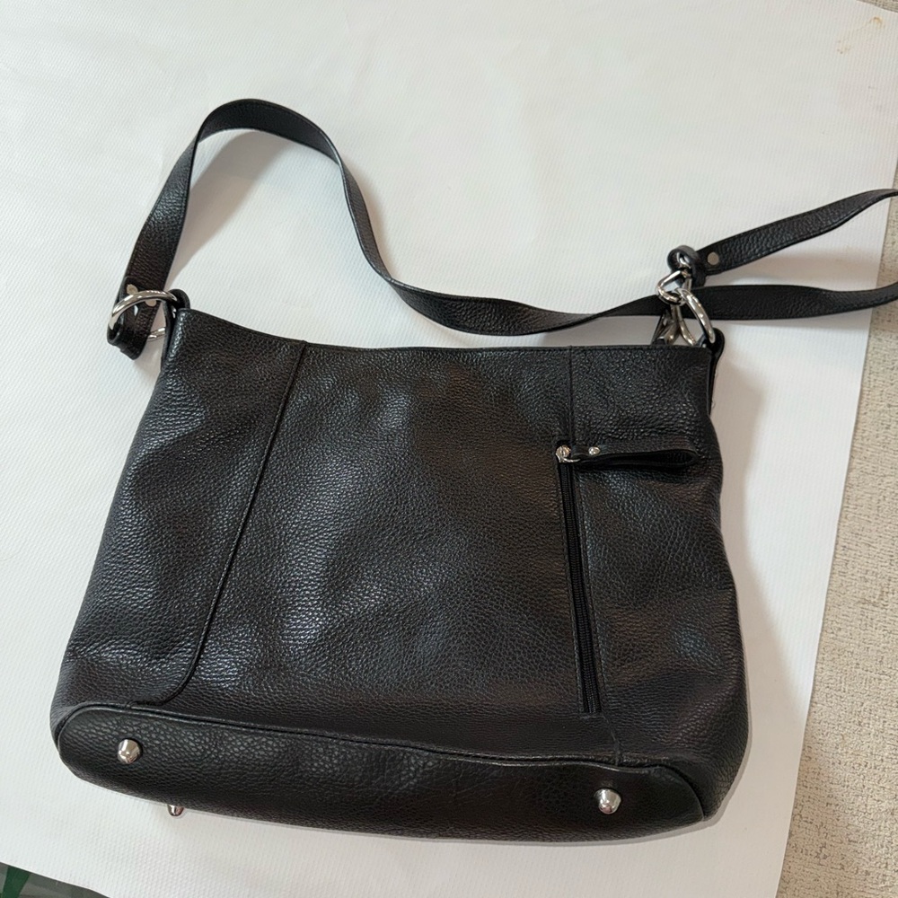 Borse in Pelle Soft Pebble Leather  Black Crossbody Bag